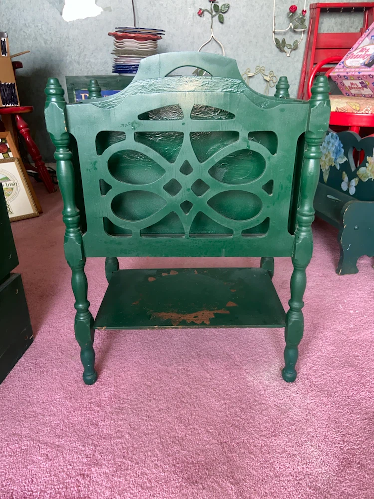 Vintage Green Wooden Magazine/Record  Rack