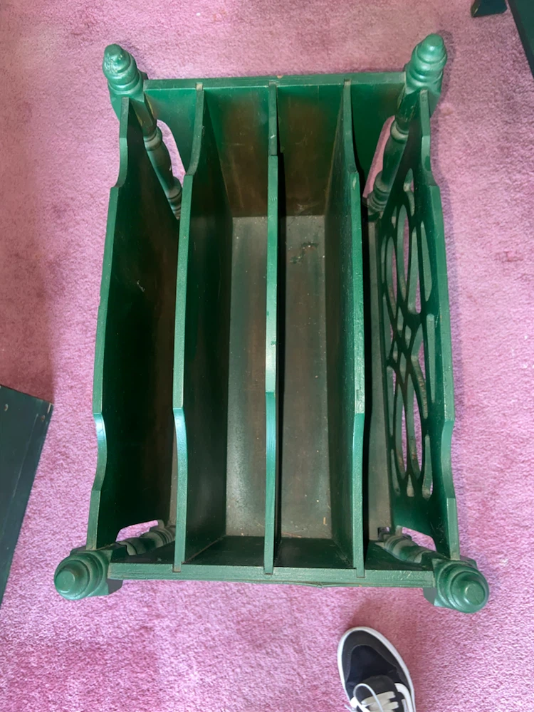 Vintage Green Wooden Magazine/Record  Rack - photo 2