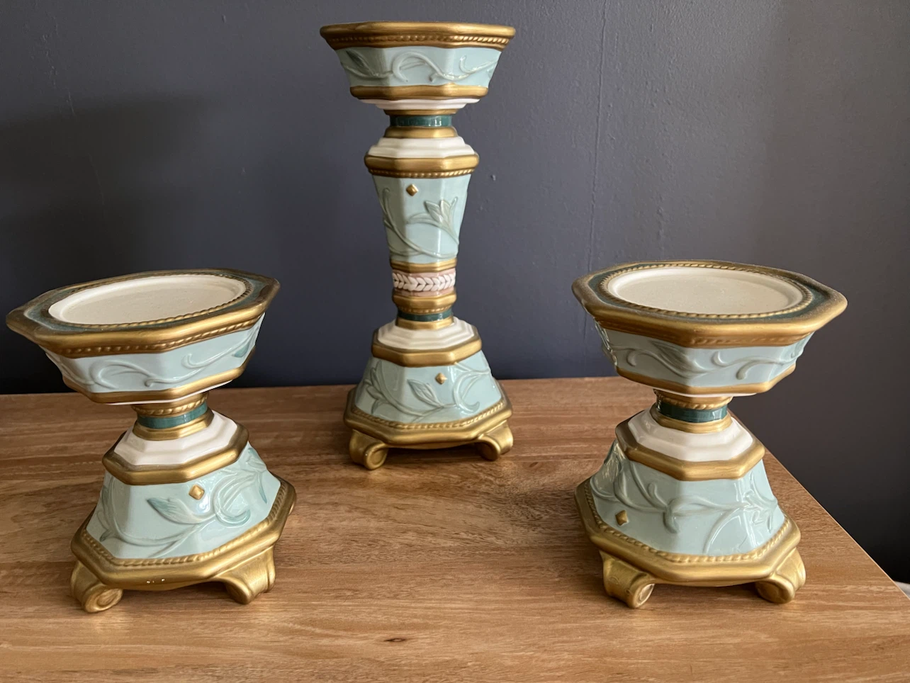 Fitz and Floyd Clairmont Candlestick Holders Set