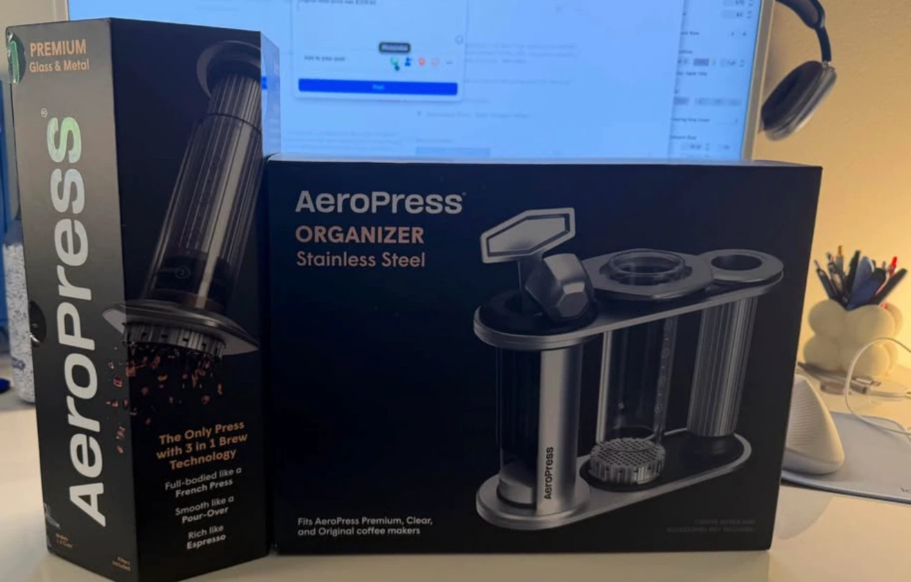 AeroPress Coffee Maker + Stainless Steel Organizer