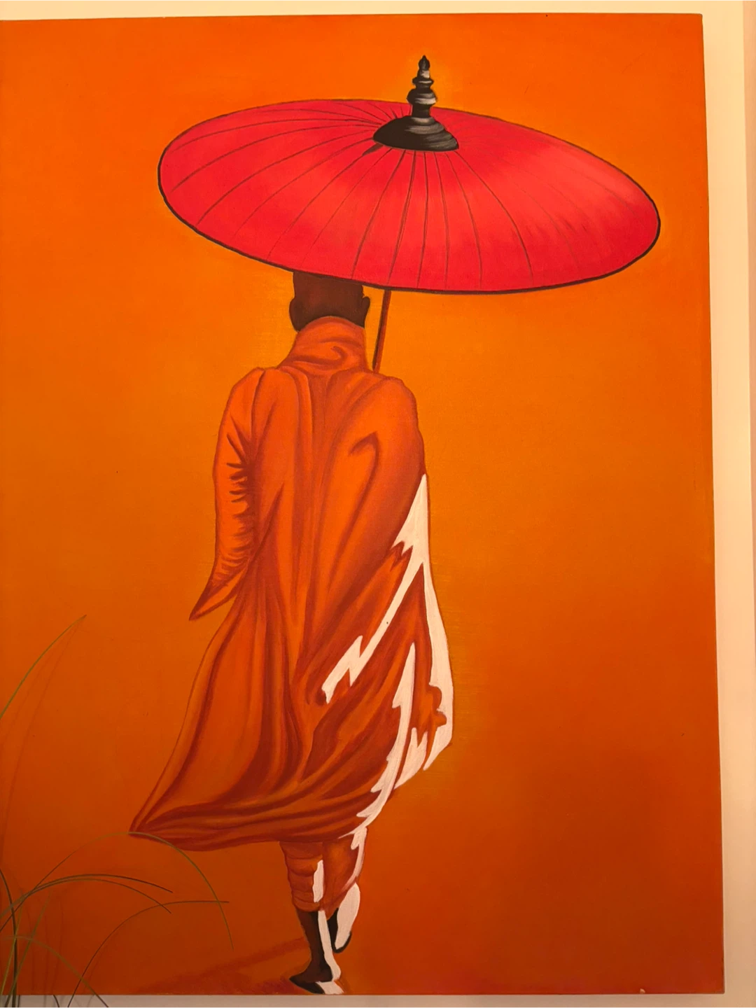 Original Painting of Monks with Umbrella - photo 2