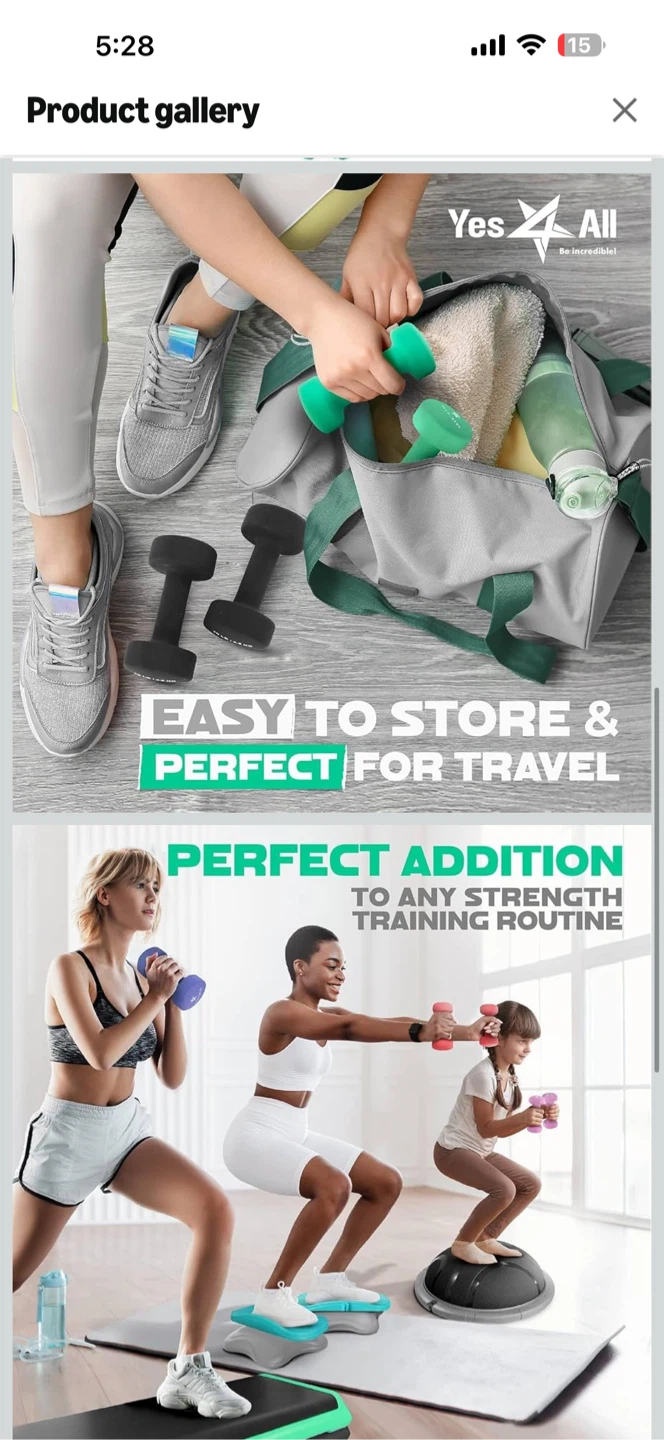 Yes4All Teal Green Dumbbells - 5LB Pair - photo 4