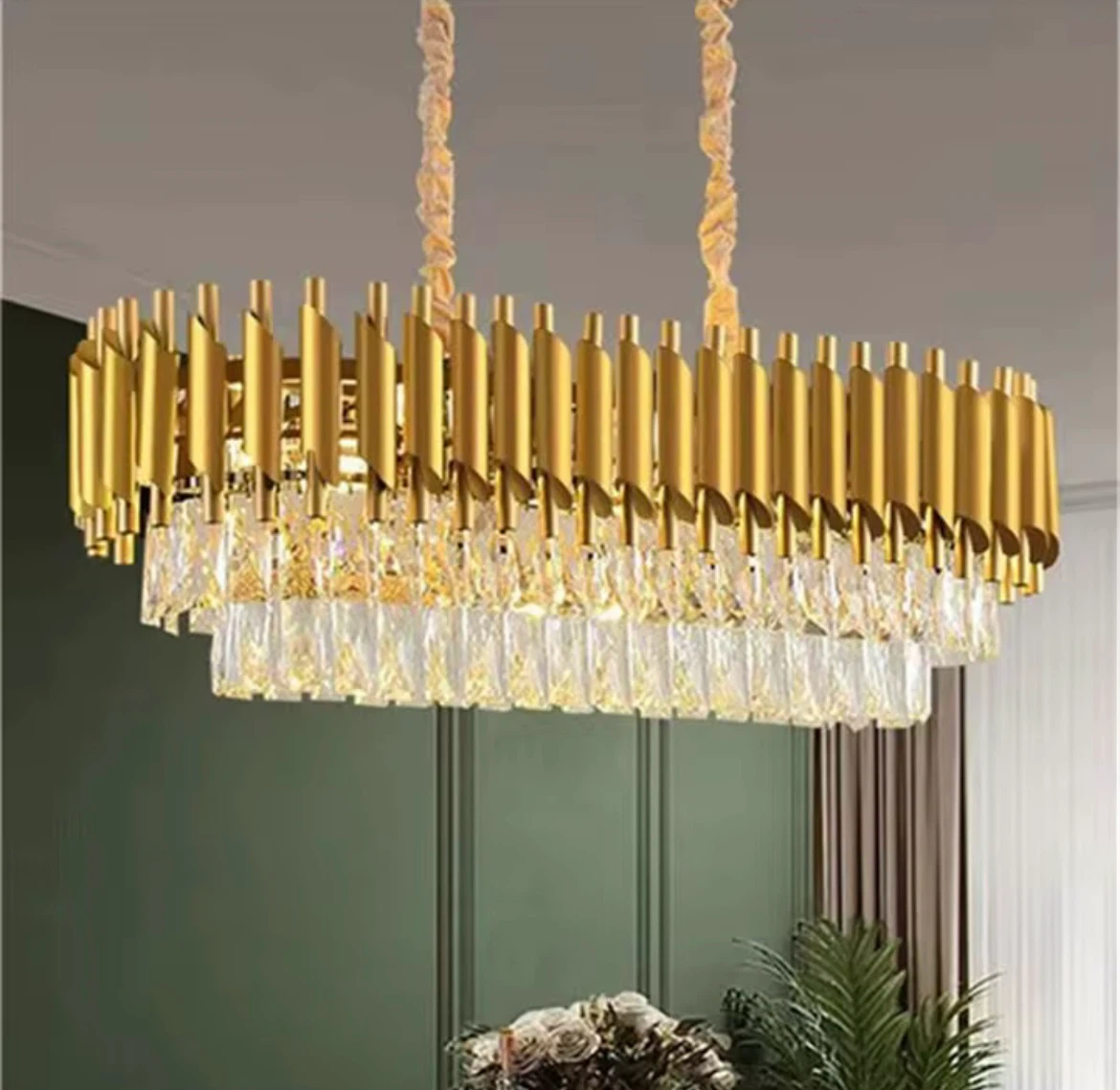 Gold Crystal Chandelier Pendant Light Fixture - photo 4