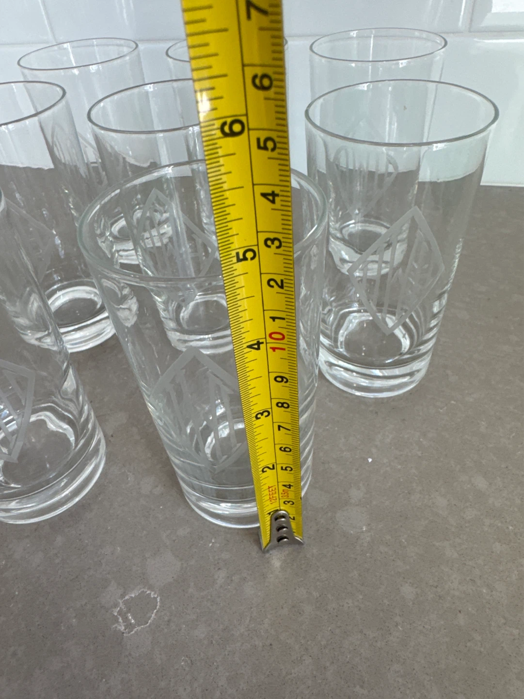Set of 8 Vintage Etched Glass Tumblers - photo 4