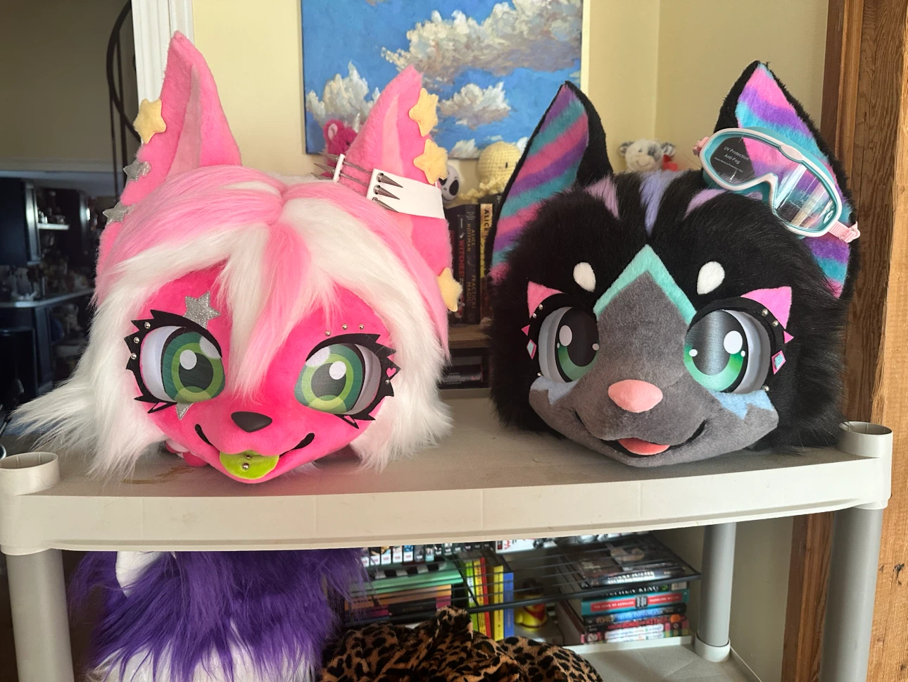 Fursuit Head - Pink and White Fox/Wolf