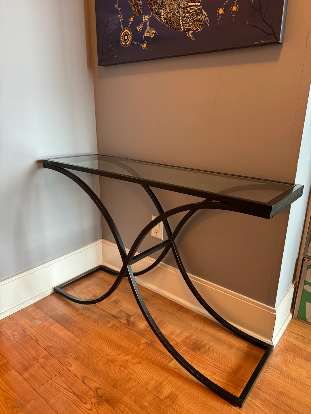 Black metal / glass console table