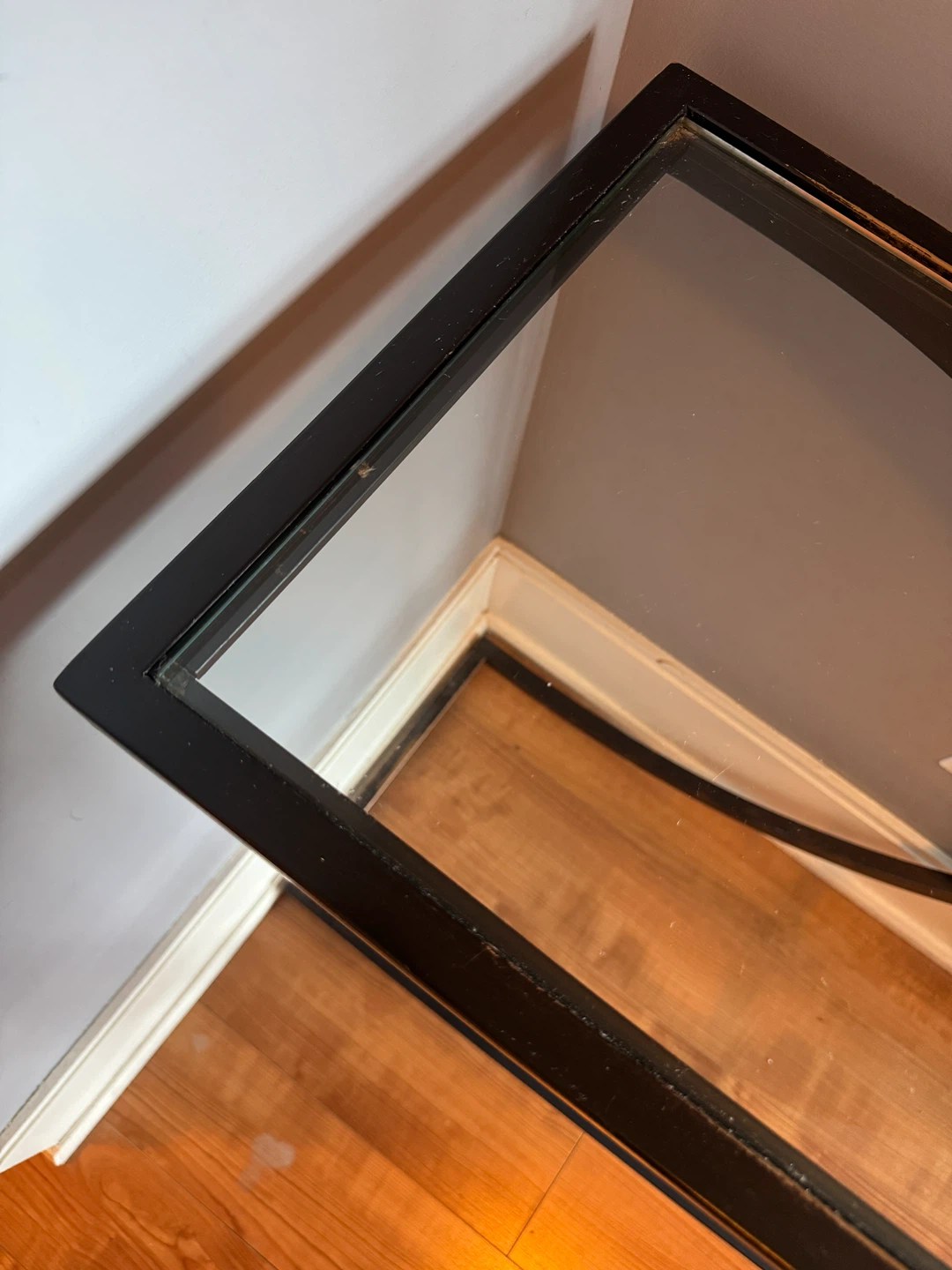 Black metal / glass console table - photo 3
