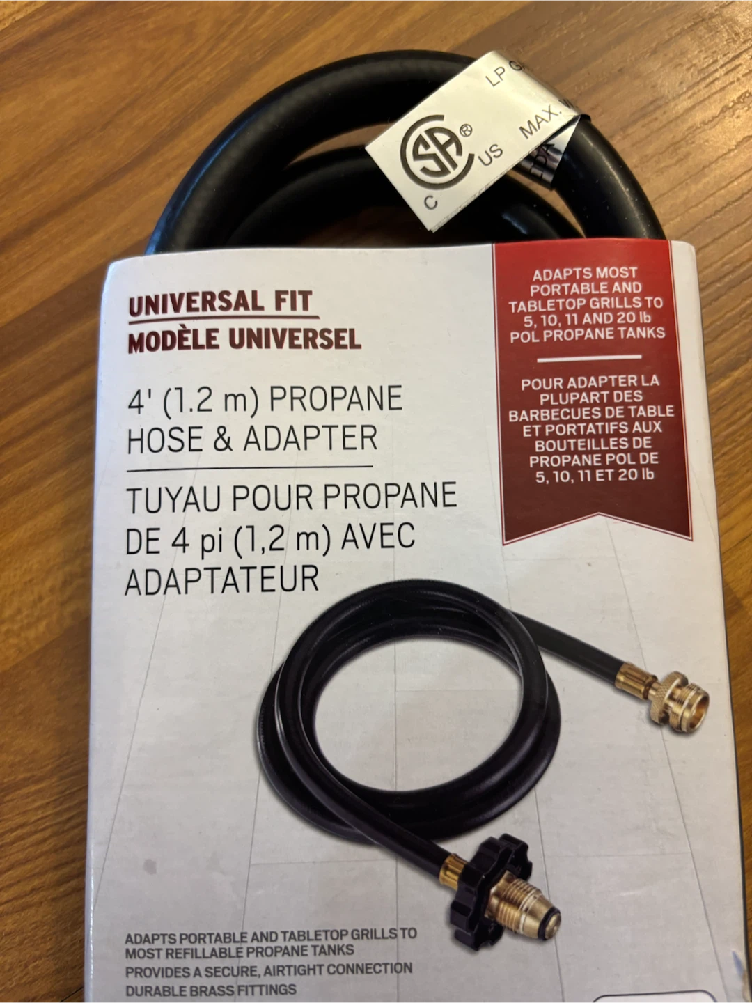 Propane Hose & Adapter - 4' (1.2 m) new packed
