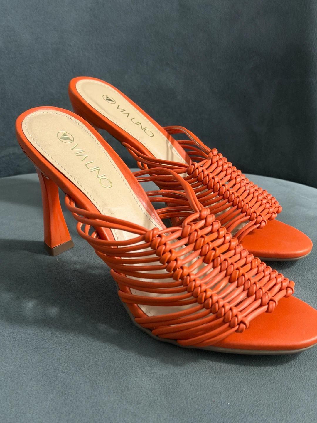 Via Uno Orange Woven Heeled Mules Size 38 - photo 2