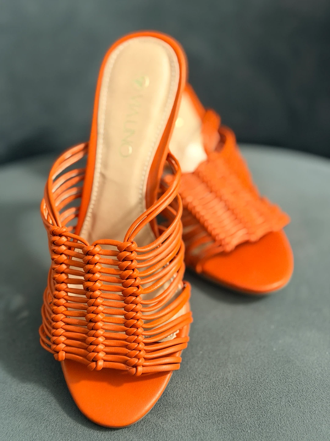 Via Uno Orange Woven Heeled Mules Size 38 - photo 3
