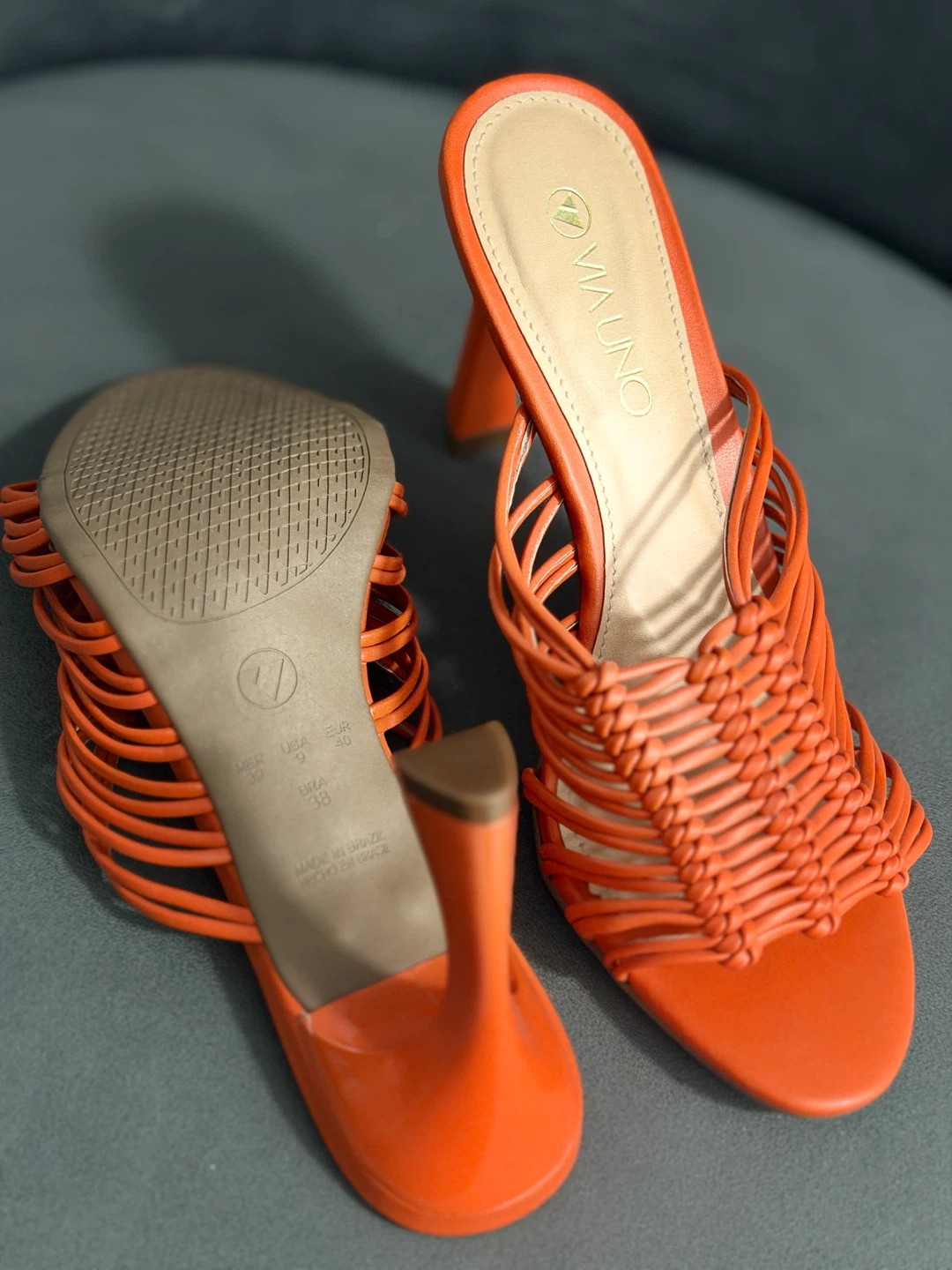 Via Uno Orange Woven Heeled Mules Size 38 - photo 4