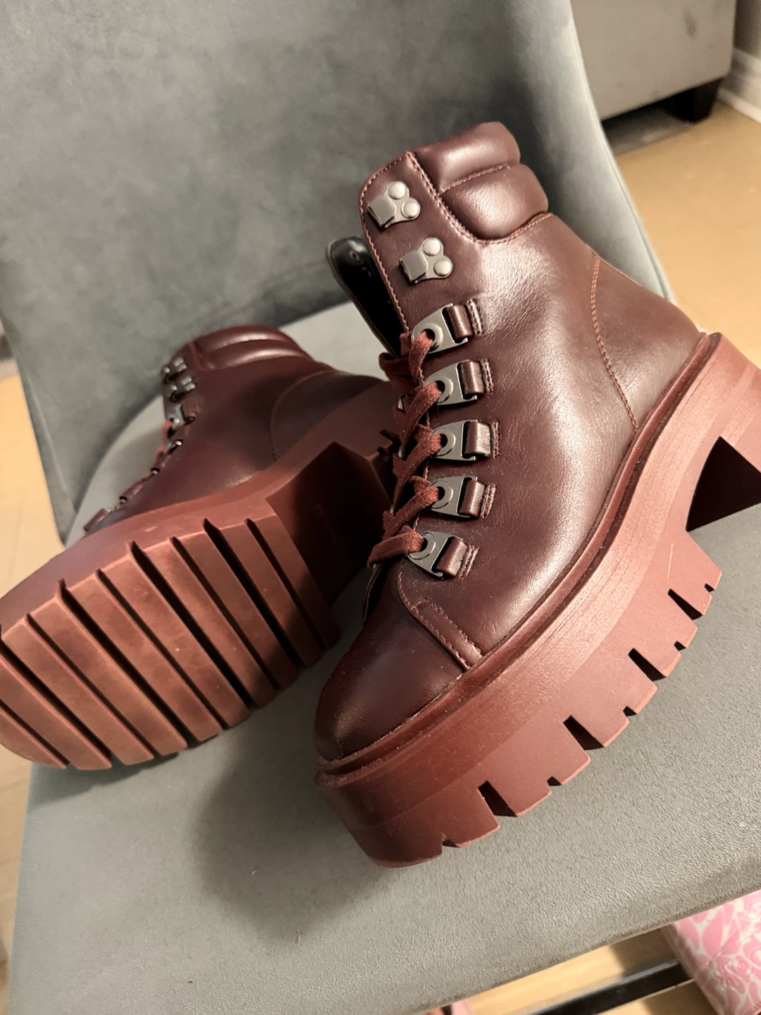 CALL IT SPRING Burgundy Lace-Up Platform Boots - photo 2
