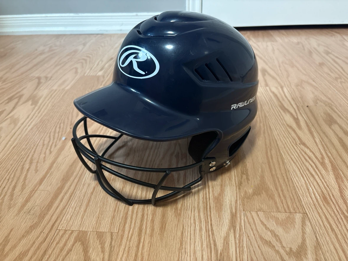 Rawlings Navy Blue Baseball Batting Helmet with Face Cage