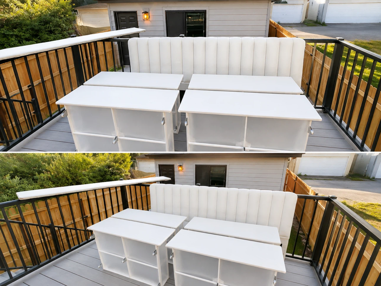 Beige King Bed Frame with Storage Drawers - photo 5