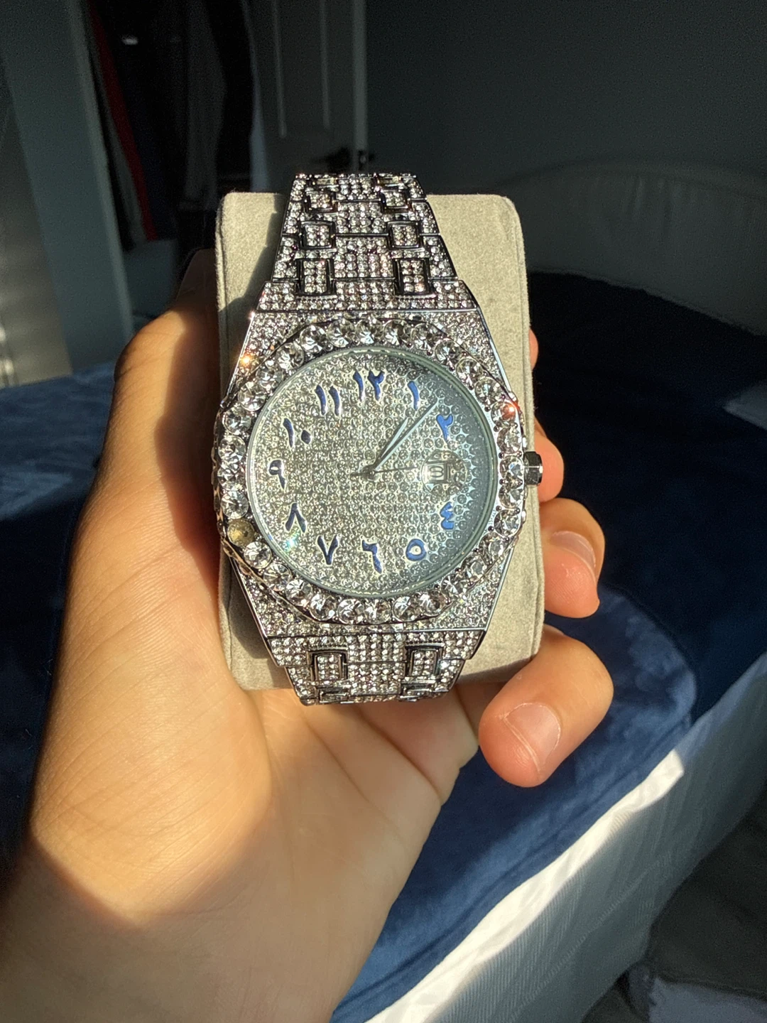 Men's Diamond Bezel Watch with Arabic Numerals - photo 4