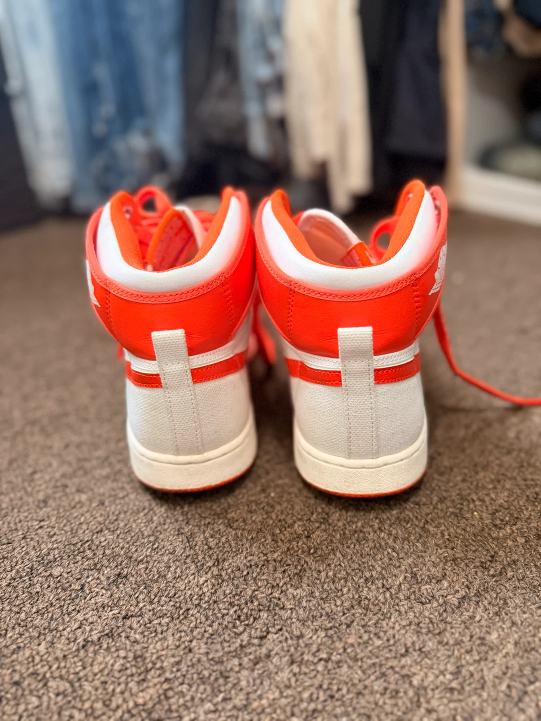 Nike Air Jordan 1 High Top Sneakers - Orange and White - photo 3