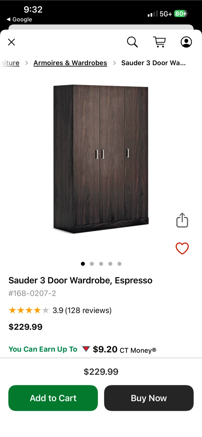 Sauder 3 Door Wardrobe, Espresso - photo 4