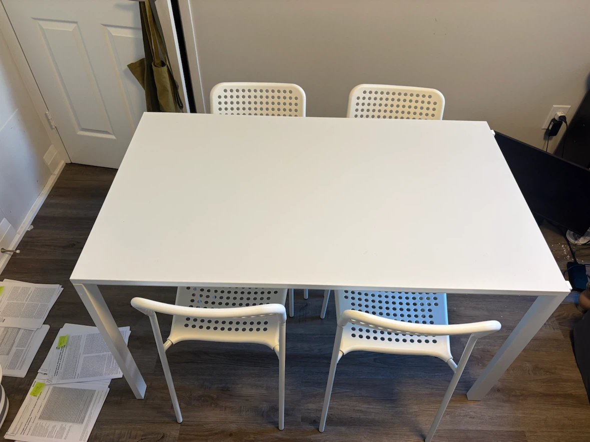 White Dining Table with 4 Chairs