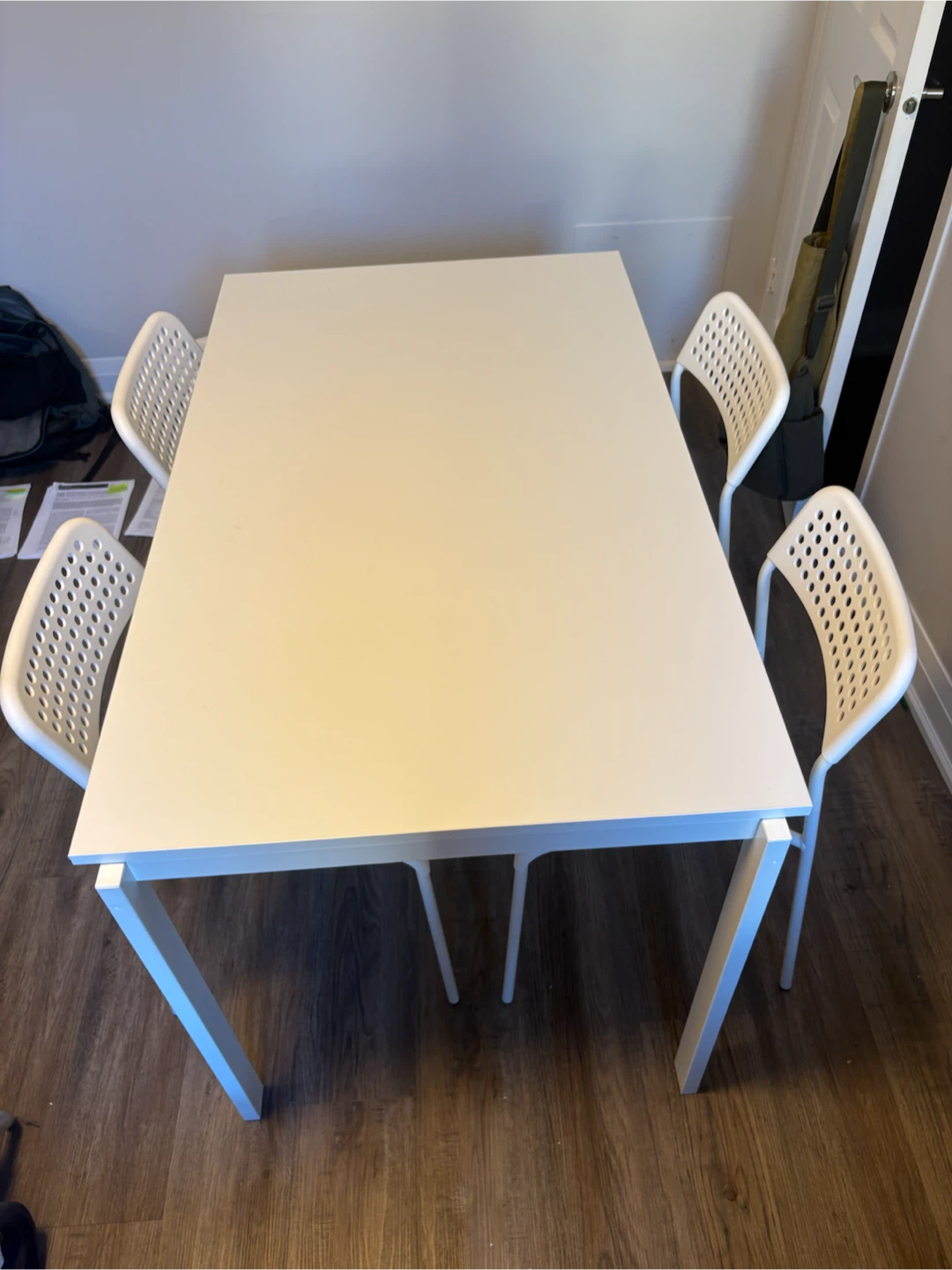 White Dining Table with 4 Chairs - photo 3