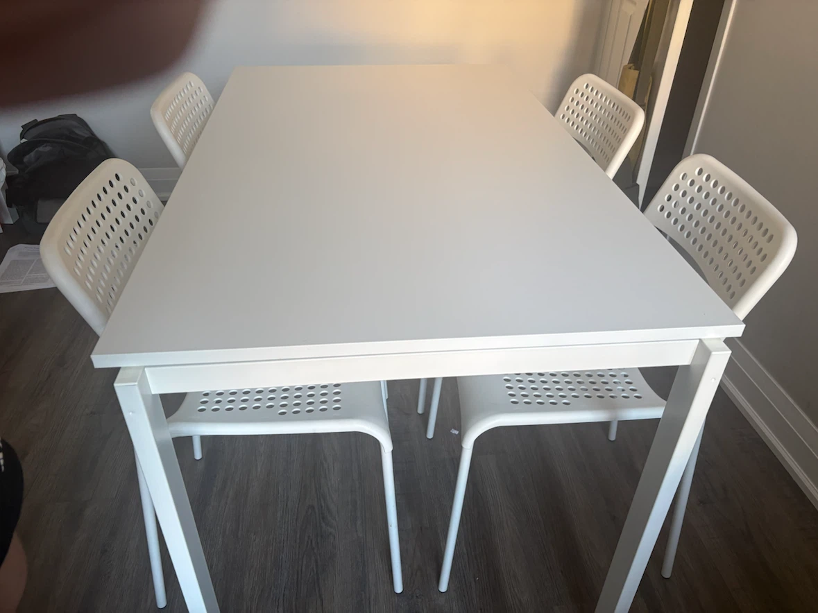 White Dining Table with 4 Chairs - photo 5