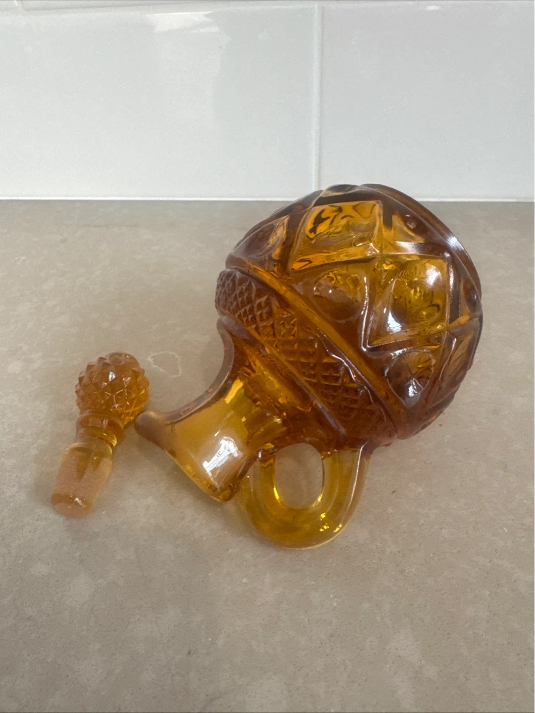 Amber Glass Cruet with Stopper - photo 5