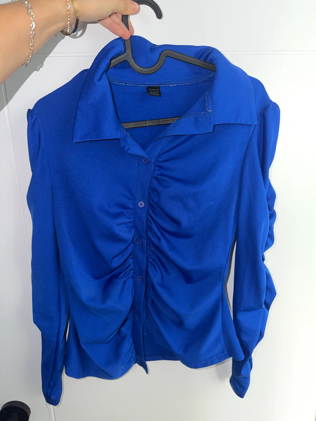 Shein Blue Ruched Shirt - Size S