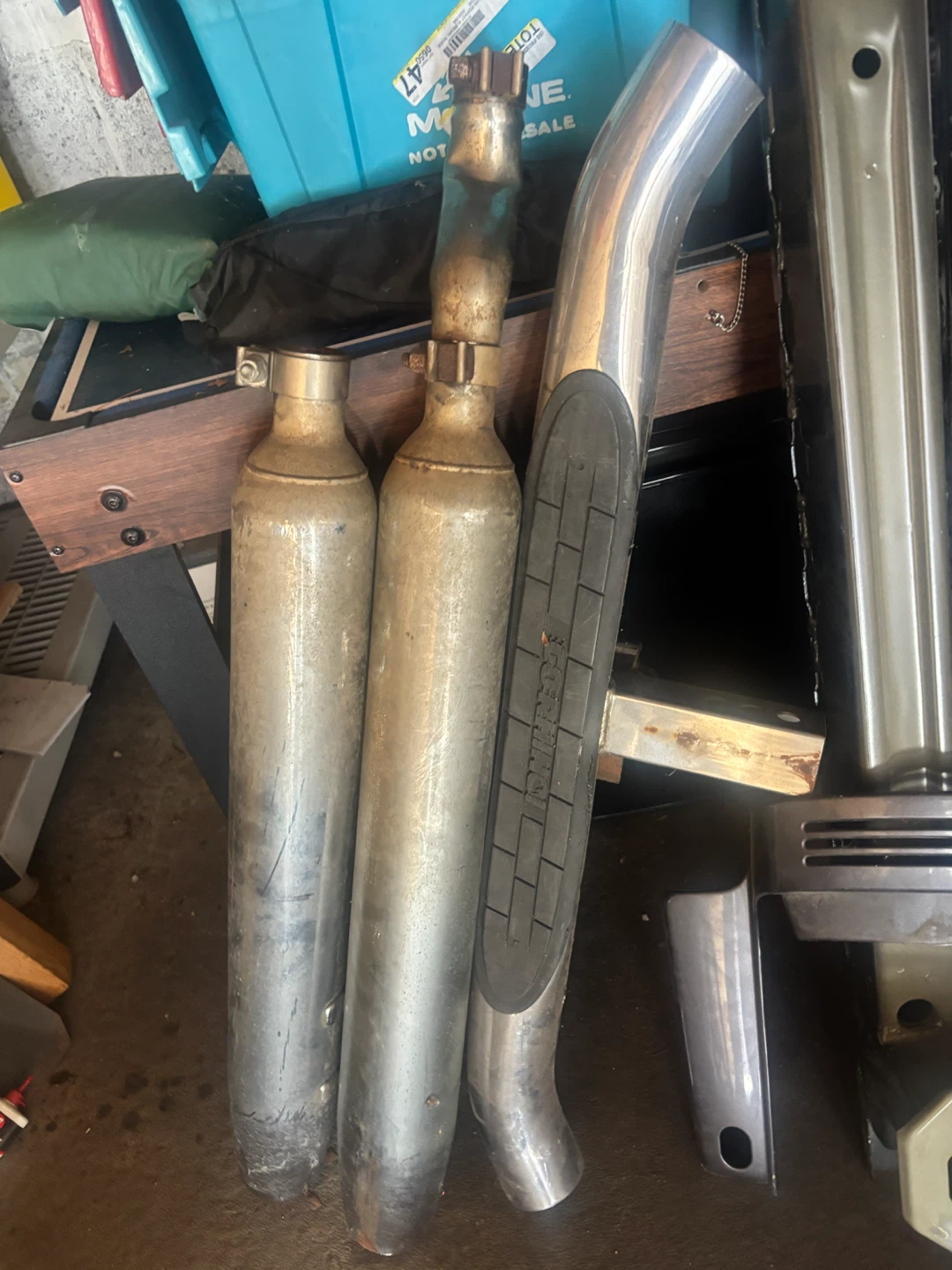 2 Chrome Exhaust Mufflers and Pipe