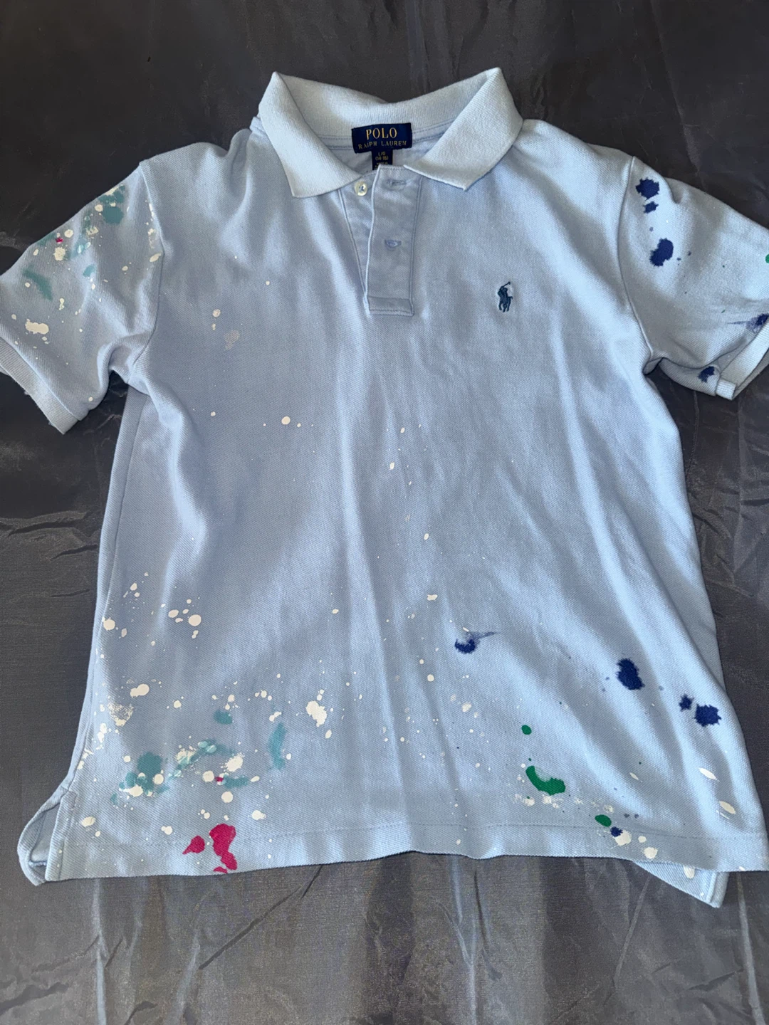 Polo Ralph Lauren Light Blue Paint Splatter Polo Shirt
