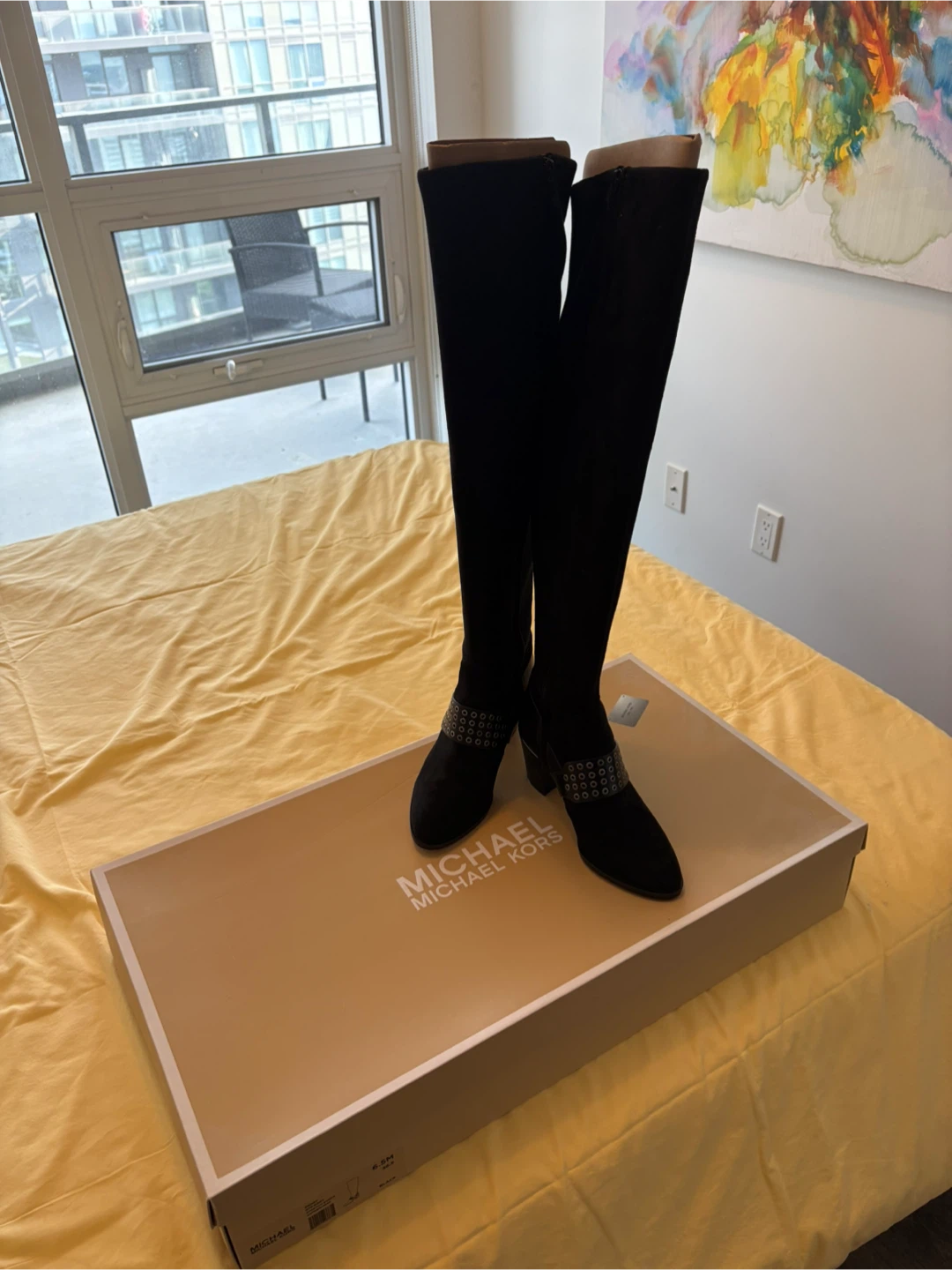 Michael Kors Brody OTK Stretch Suede Boots