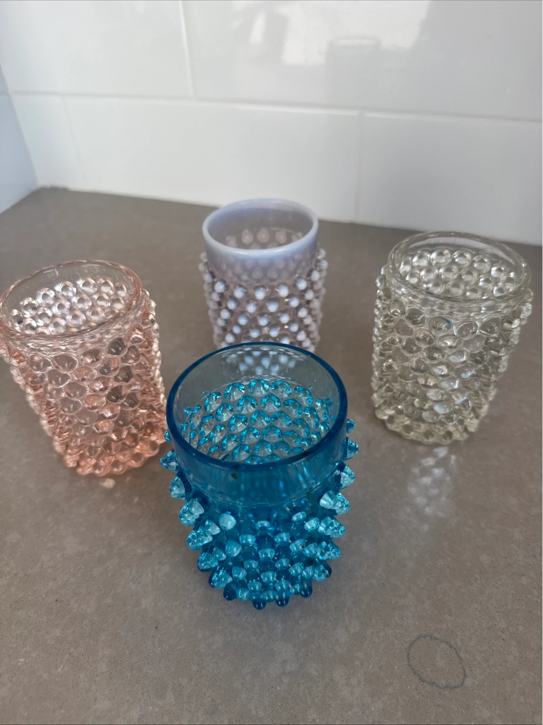 Hobnail Glass Votive Candle Holders Set
