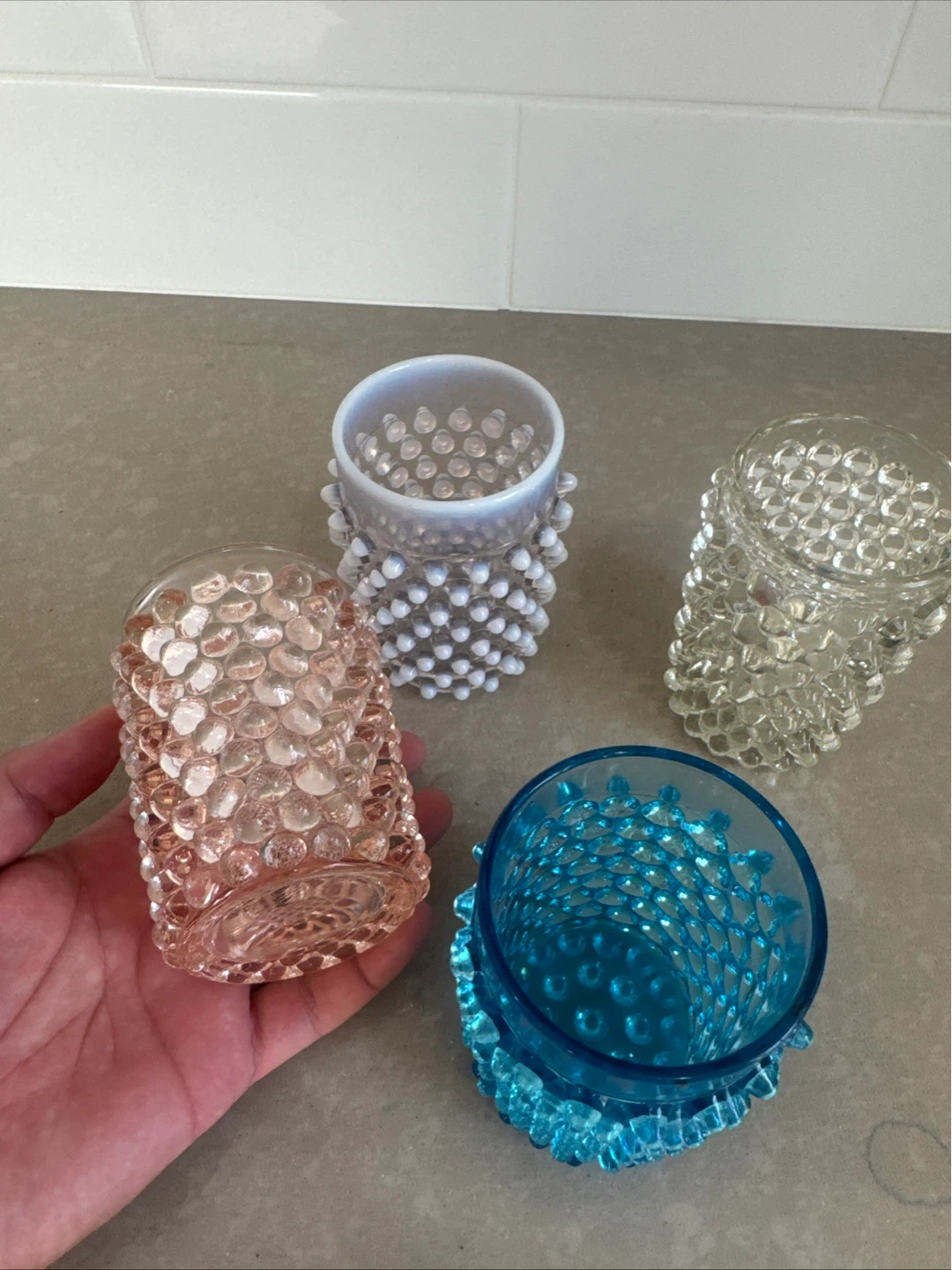 Hobnail Glass Votive Candle Holders Set - photo 3