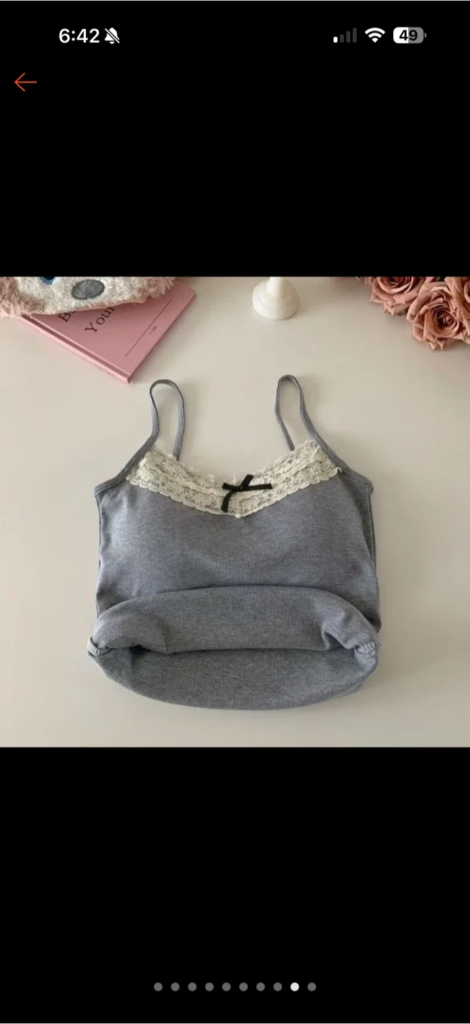 Ribbed Lace Trim Camisole Tank Top - photo 3