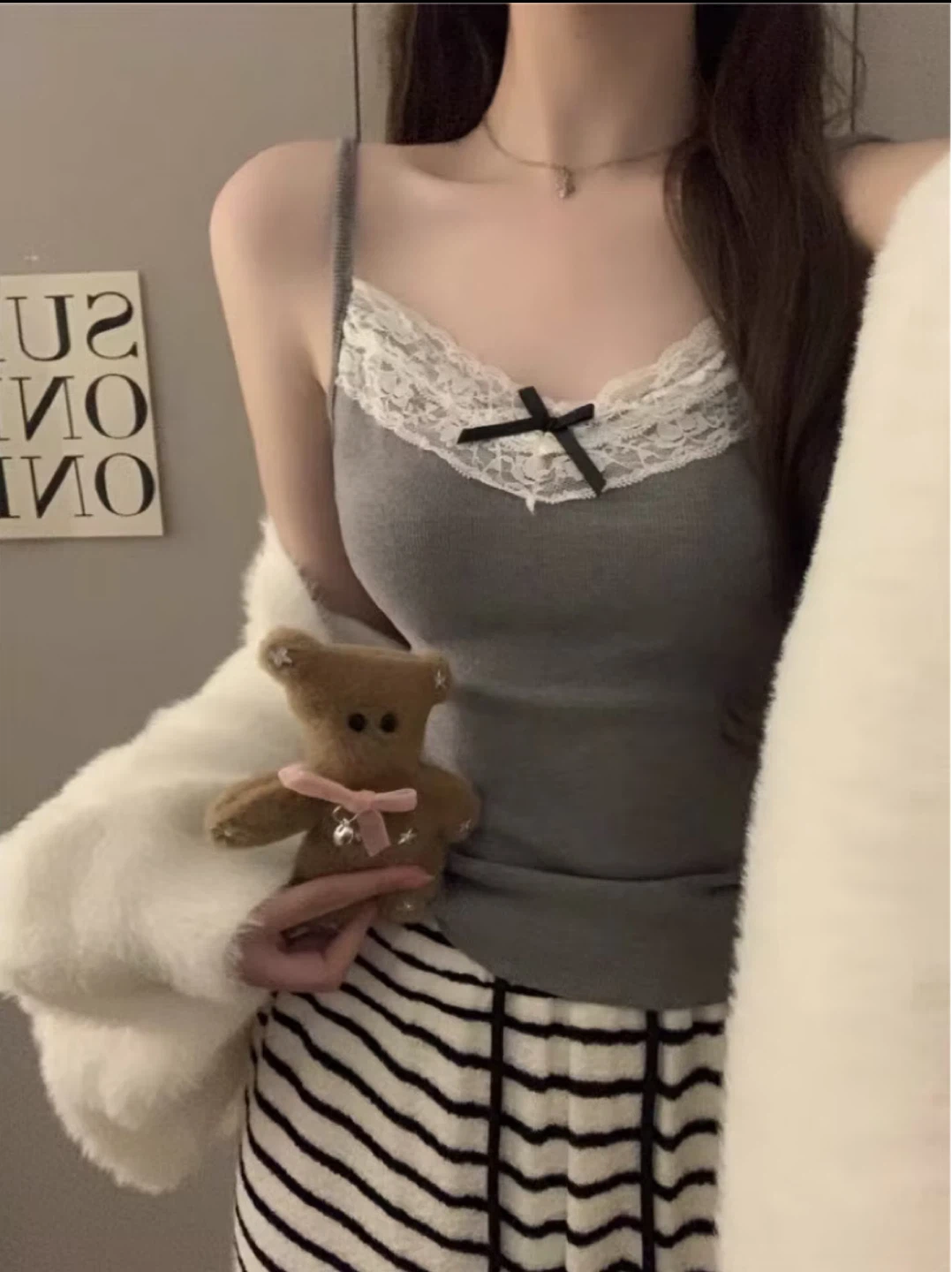 Ribbed Lace Trim Camisole Tank Top - photo 2