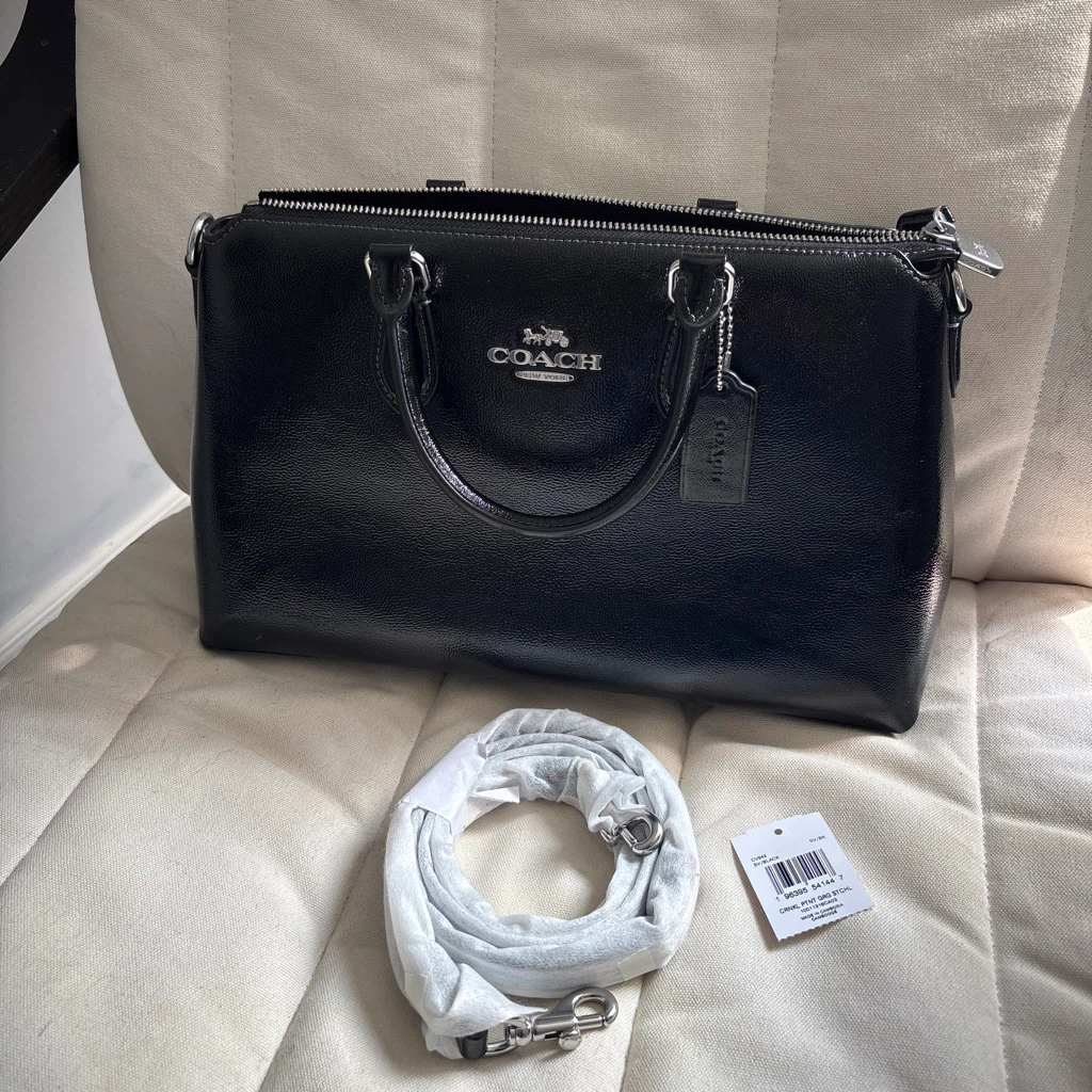 Coach Georgia Satchel Bag Black Leather