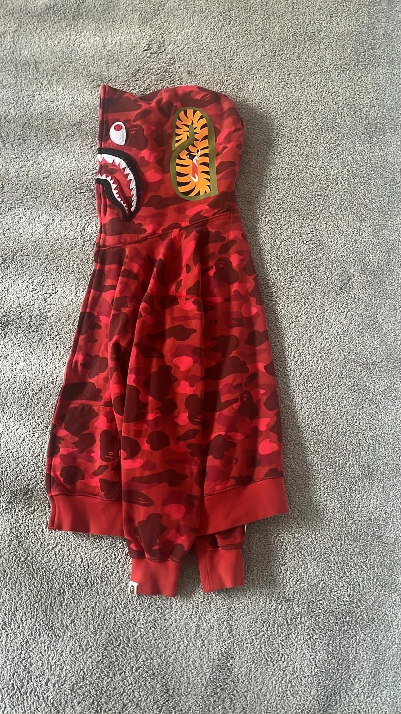 BAPE Red Camo Shark Full Zip Hoodie
