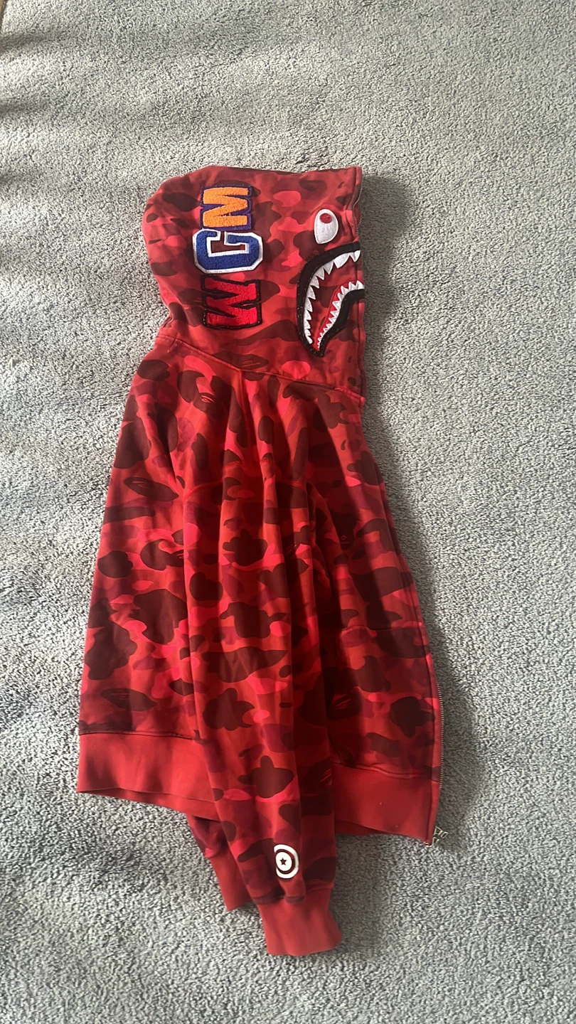 BAPE Red Camo Shark Full Zip Hoodie - photo 2