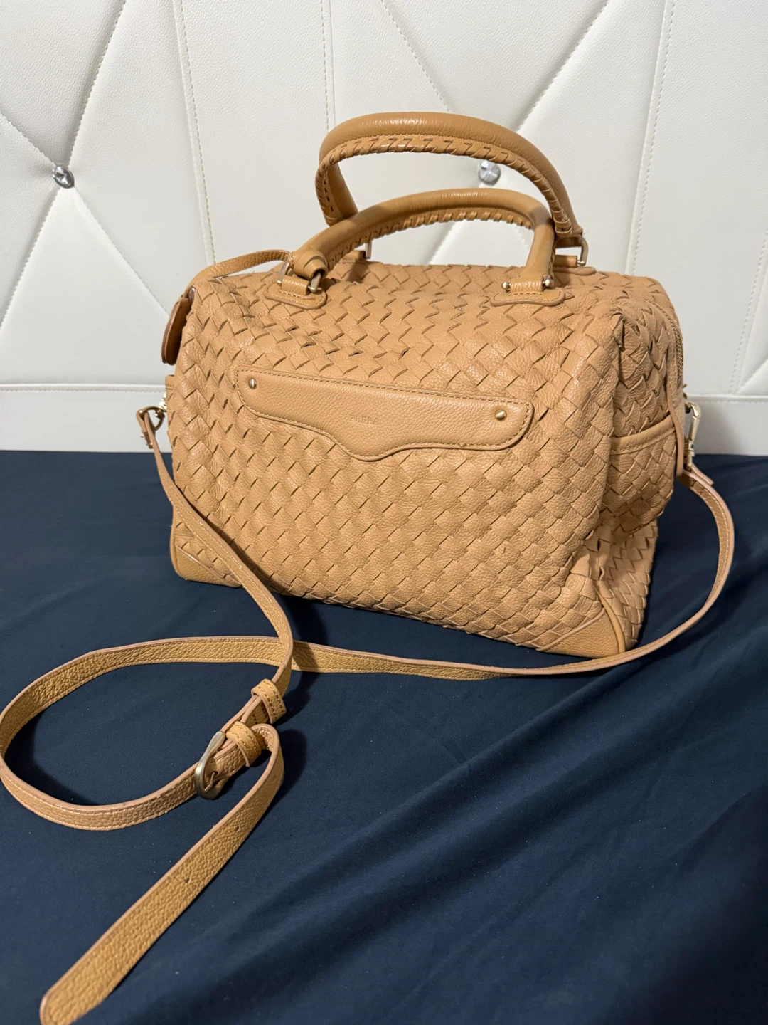 Brera Woven Leather Satchel Purse