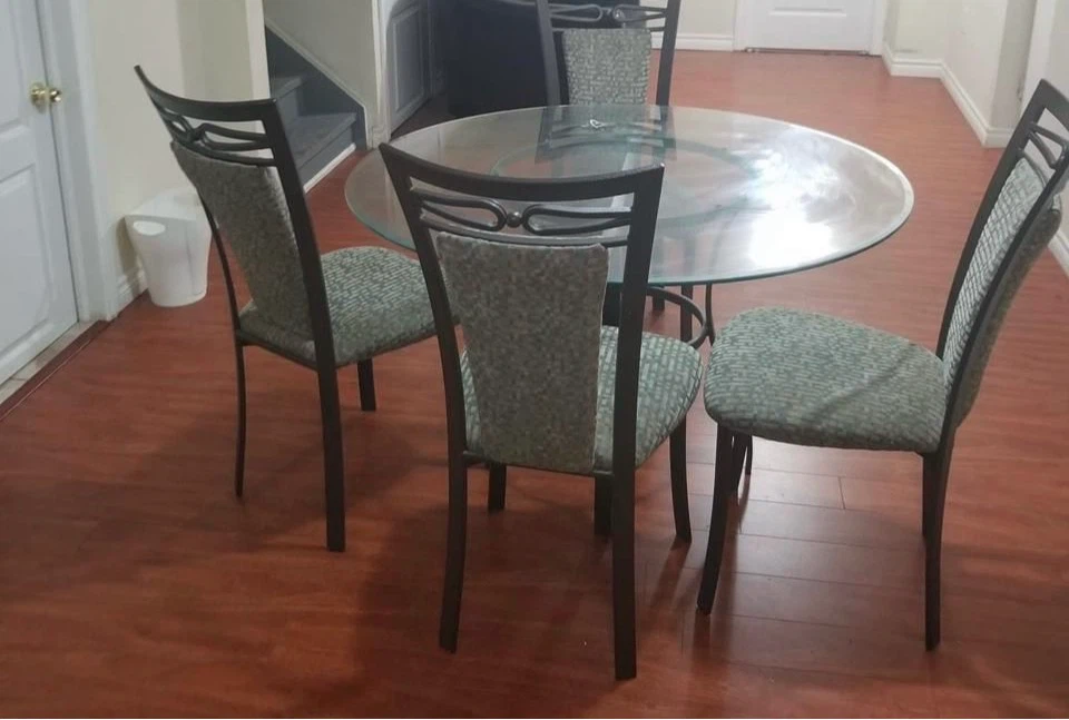 Glass Top Dining Table with 4 Chairs