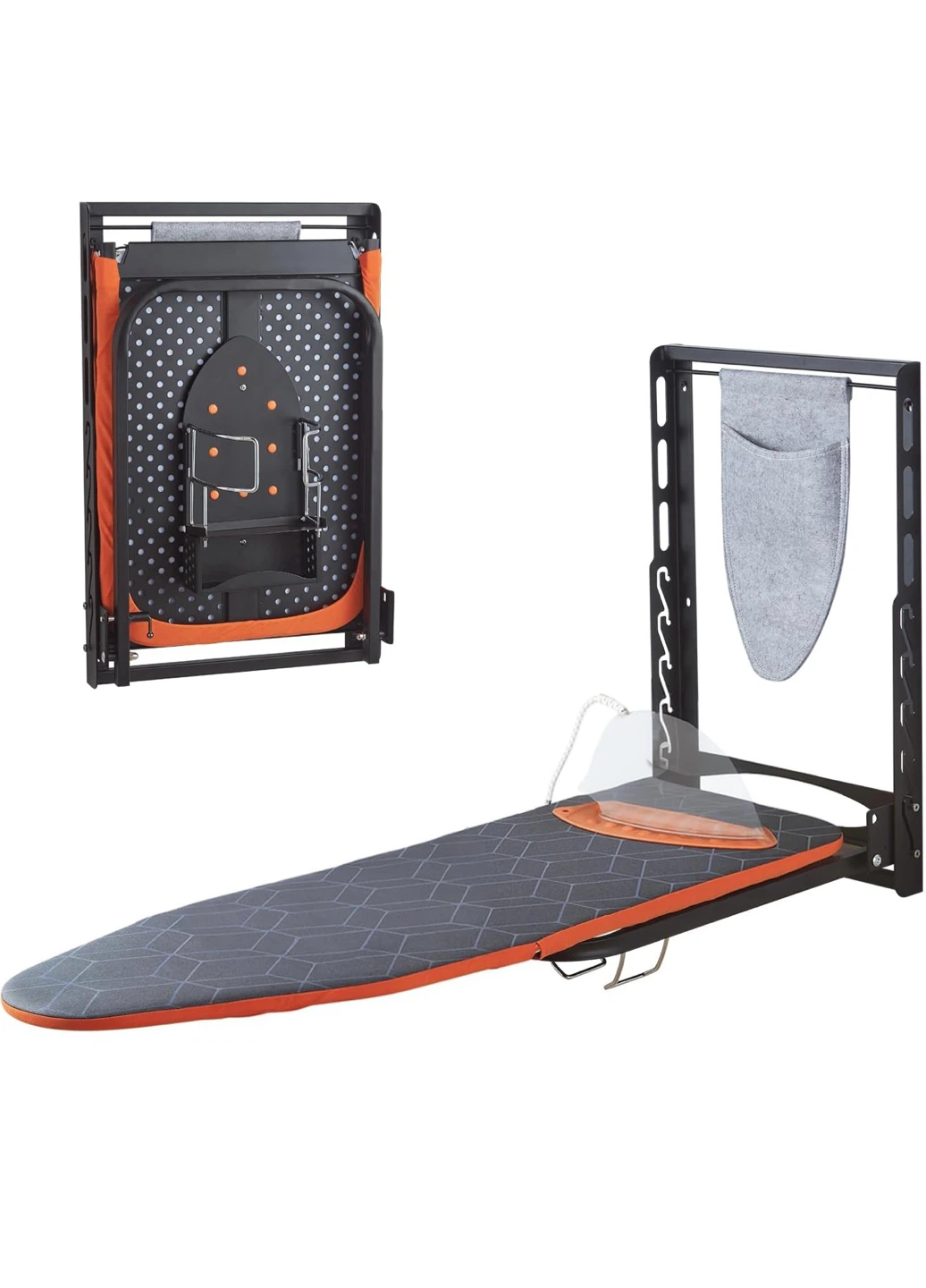 Wall Mounted Folding Ironing Board with Storage Pocket