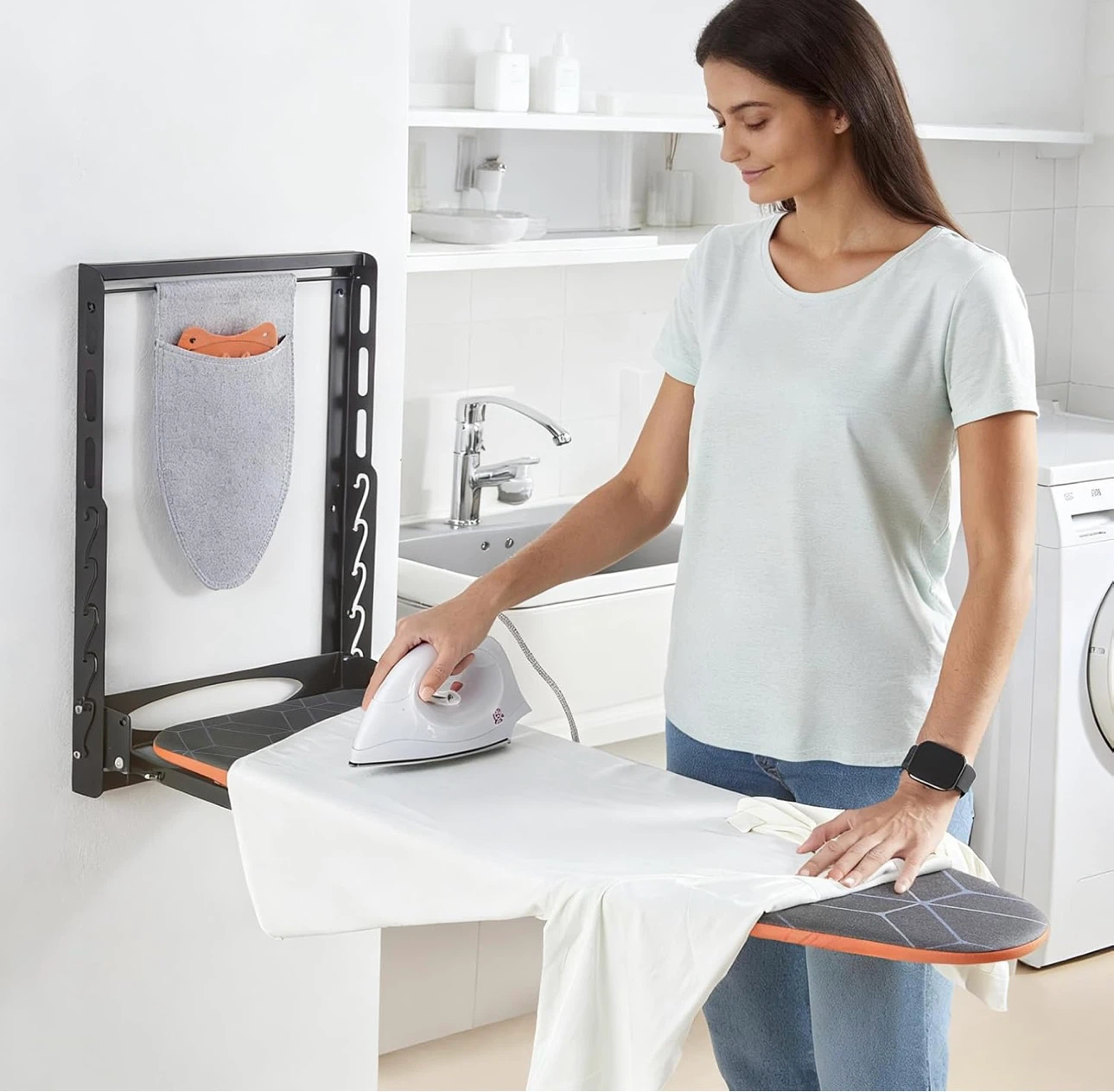 Wall Mounted Folding Ironing Board with Storage Pocket - photo 2