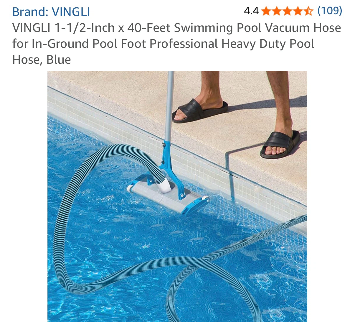 Vingli 1-1/2-Inch x 40-Foot Swimming Pool Vacuum Hose - photo 5