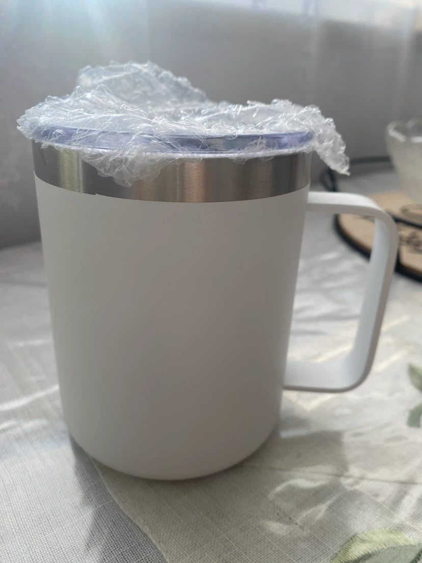 New! White Insulated Coffee Mug with Lid
