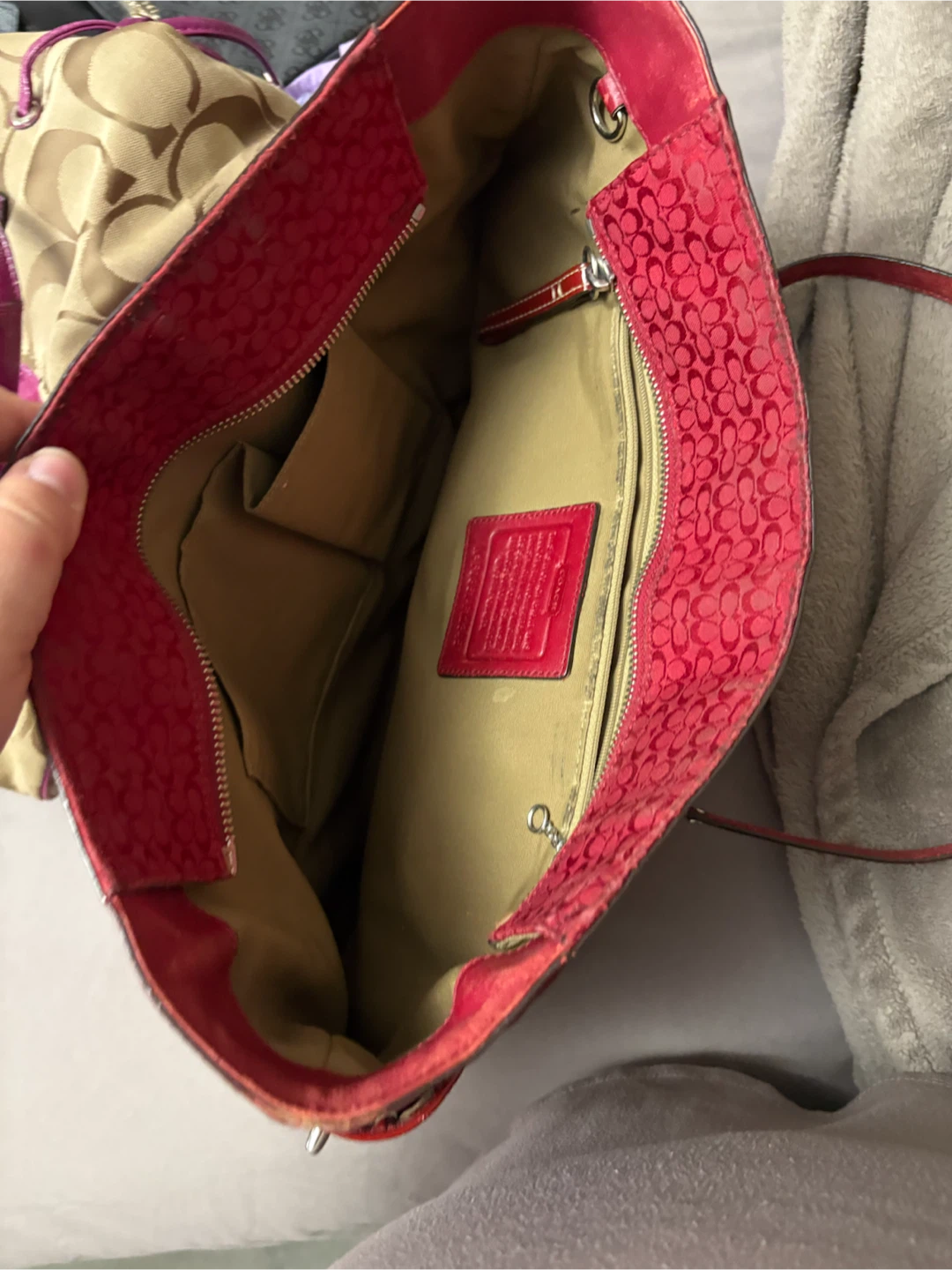 Red Coach Monogram Tote Bag - photo 3