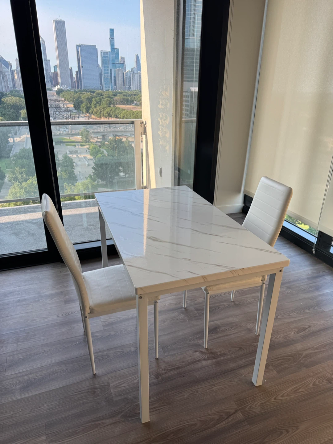 Dining Table （marble finish） with 2 Chairs