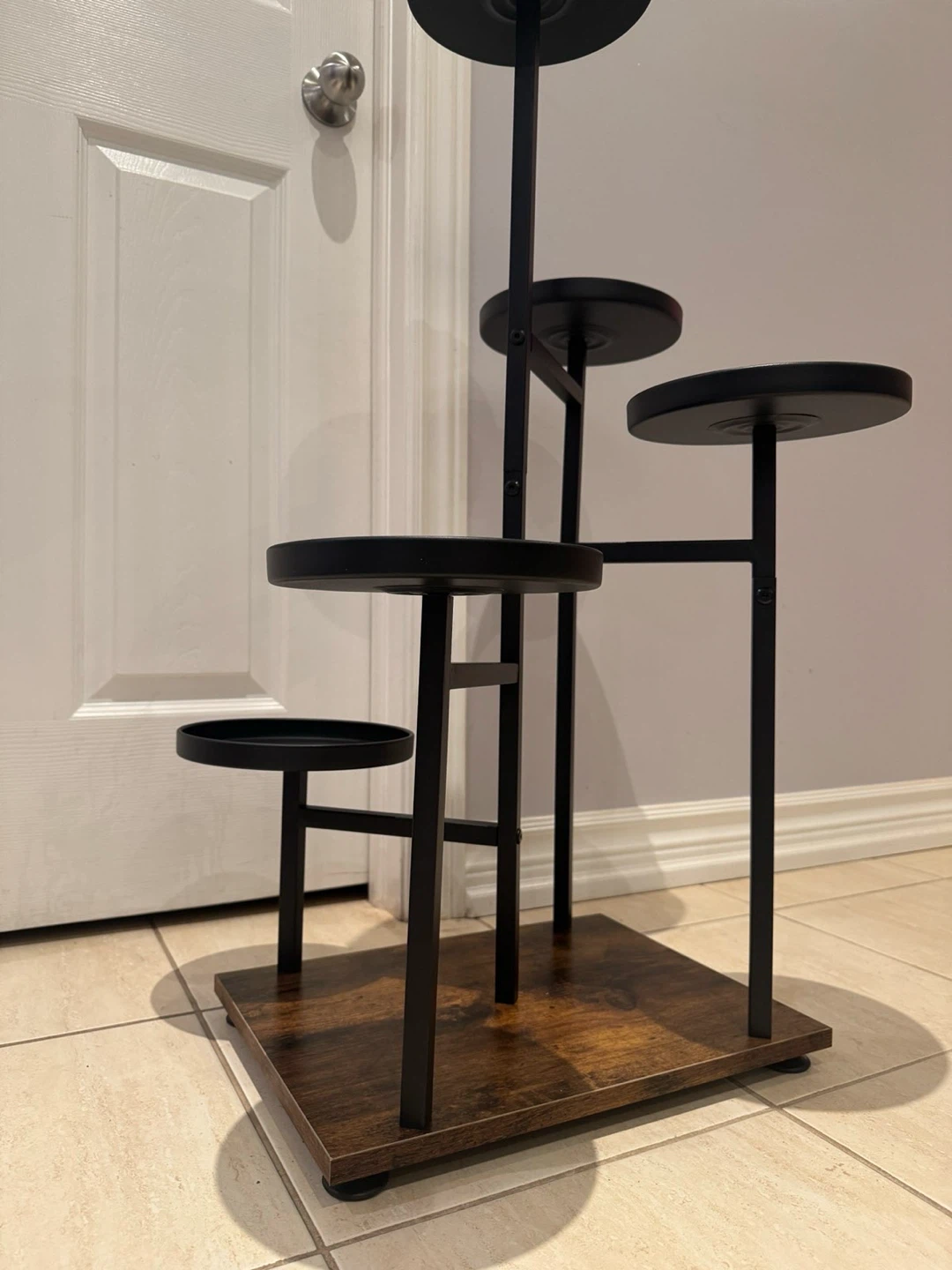 5-Tier Metal Plant Stand with Wood Base - photo 2