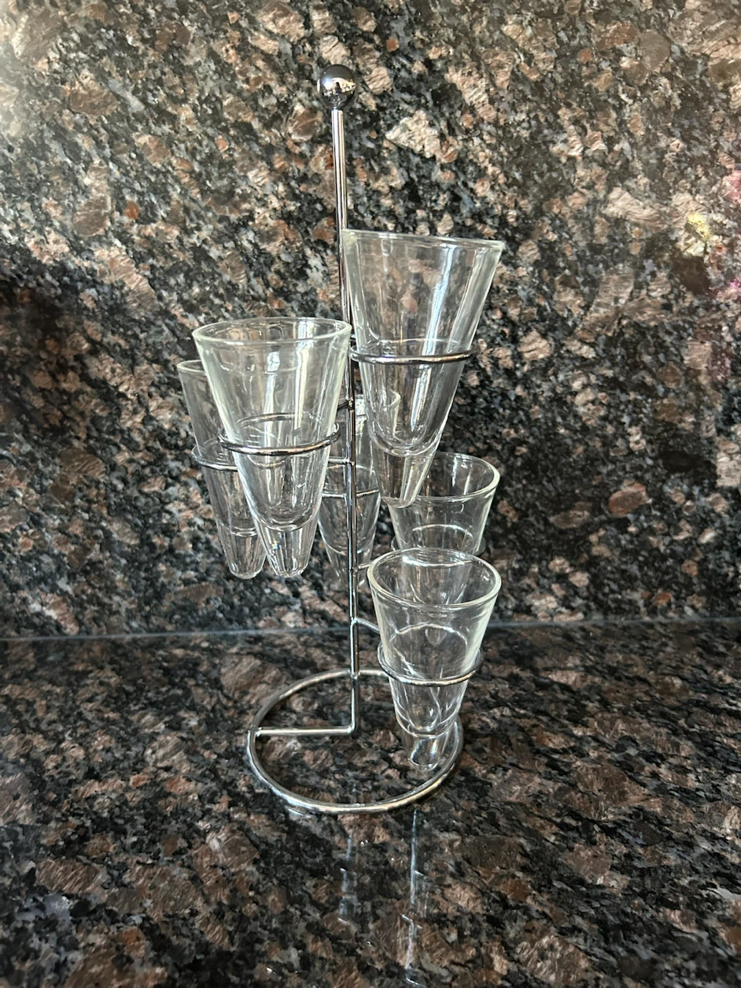 Glass Shot Glasses with Metal Stand