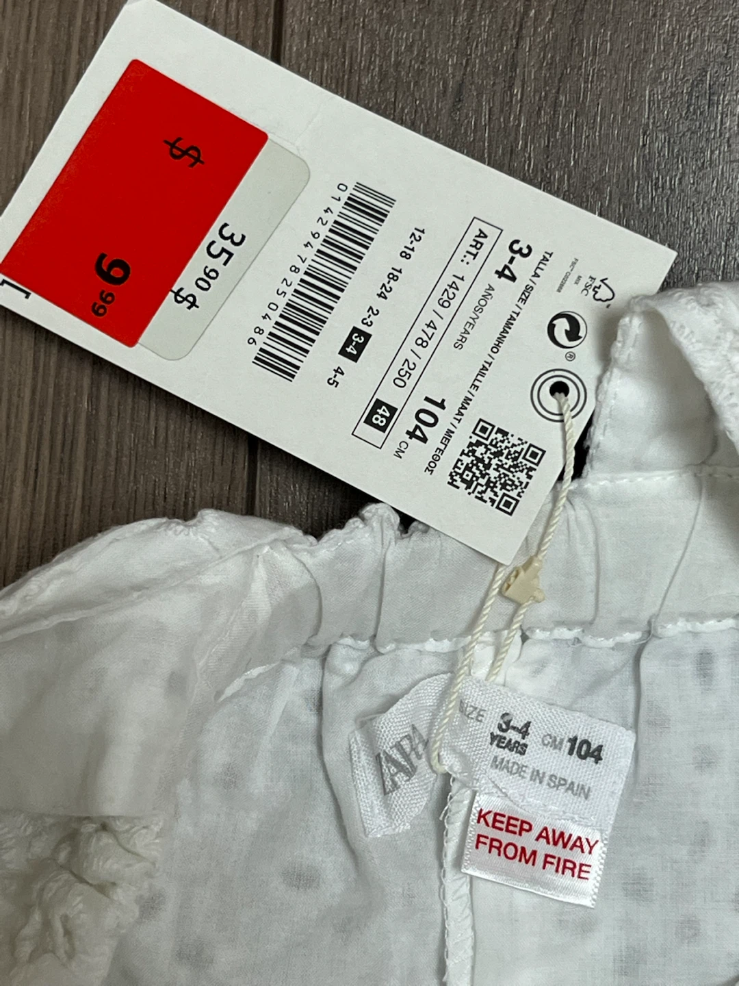 Zara White Eyelet Jumpsuit - Size 3-4 Years - photo 3