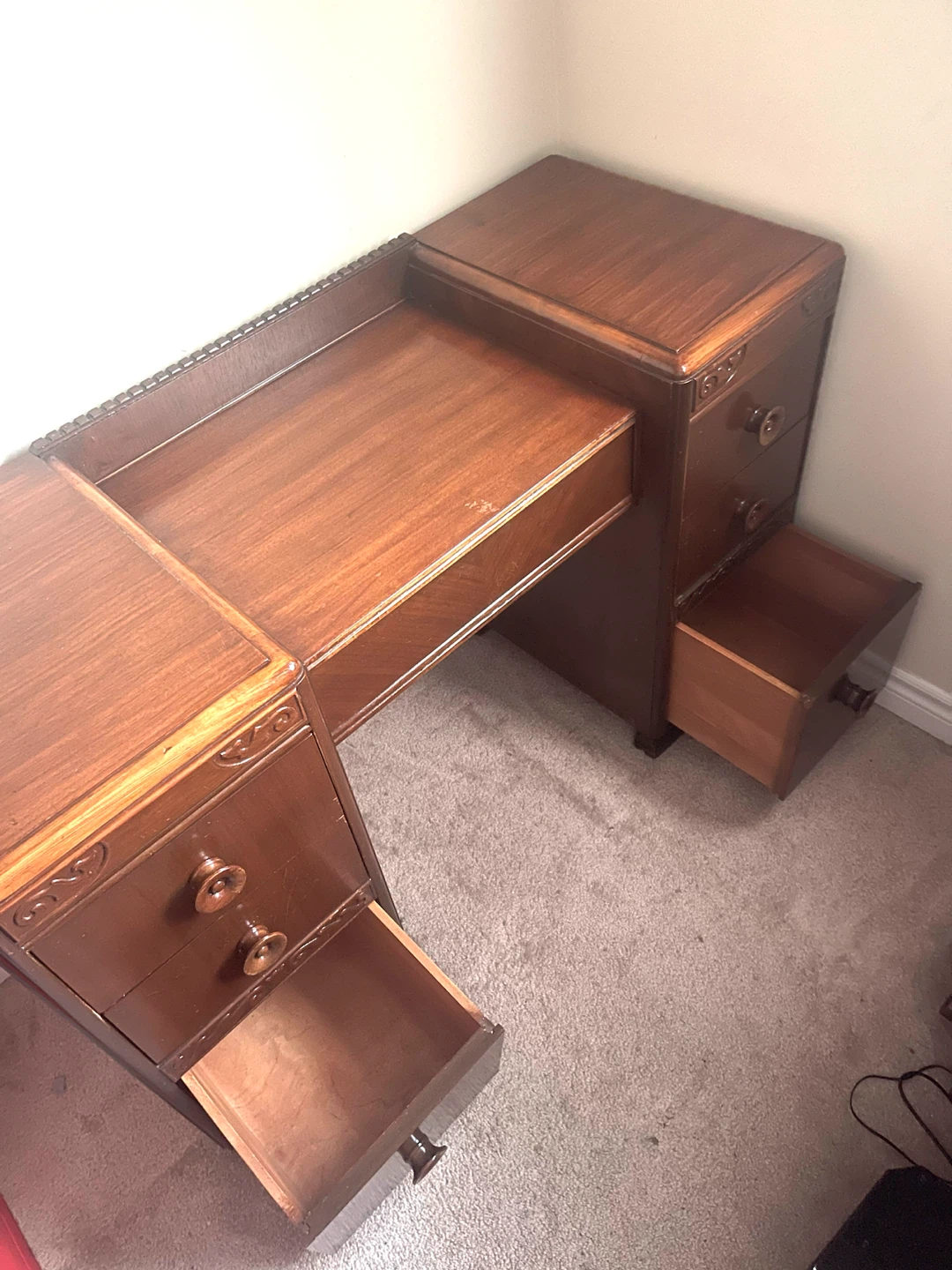 Vintage Wooden Vanity Desk - 7 Drawers - photo 3