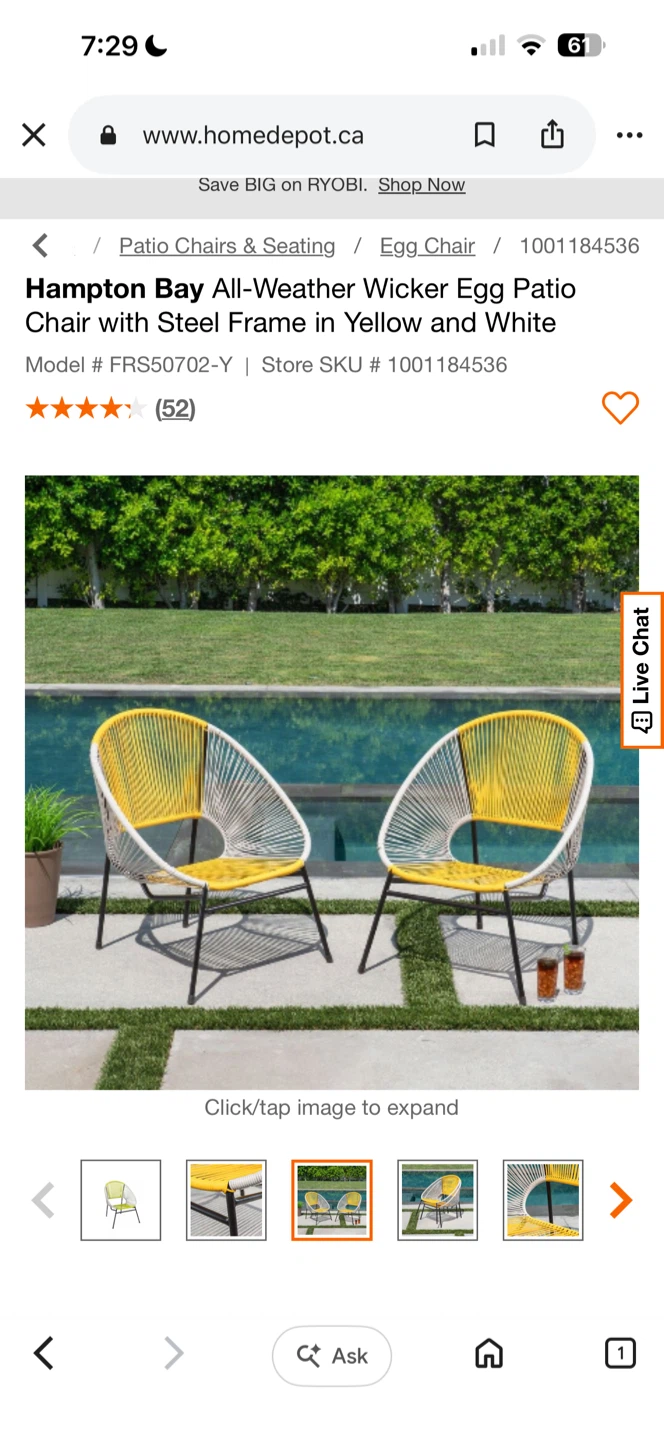 Hampton Bay Wicker Egg Patio Chairs (Set of 2) - photo 3