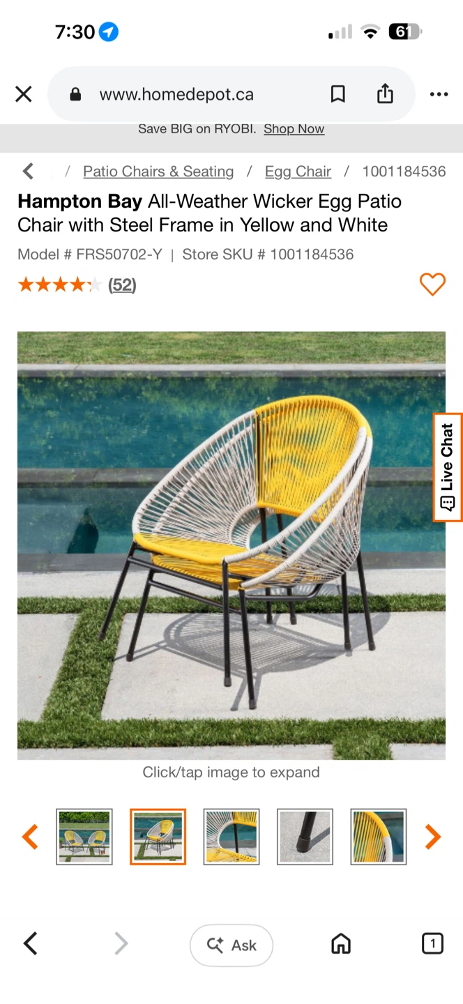Hampton Bay Wicker Egg Patio Chairs (Set of 2) - photo 4